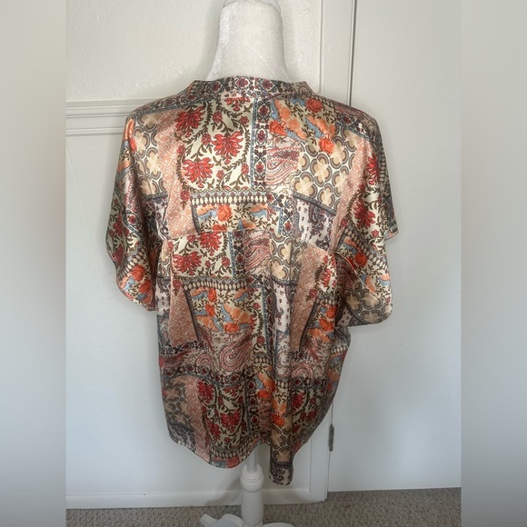 Nicole Miller Patchwork Blouse - Orange and Cream - Picture 3 of 7